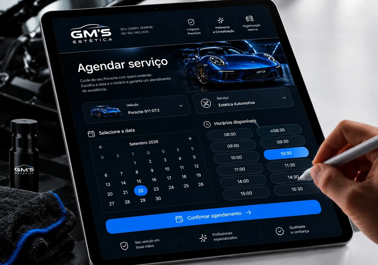 Agendamento digital da GM's em tablet